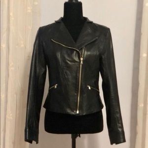 Black Leather Moto Jacket from Italy Never Worn
